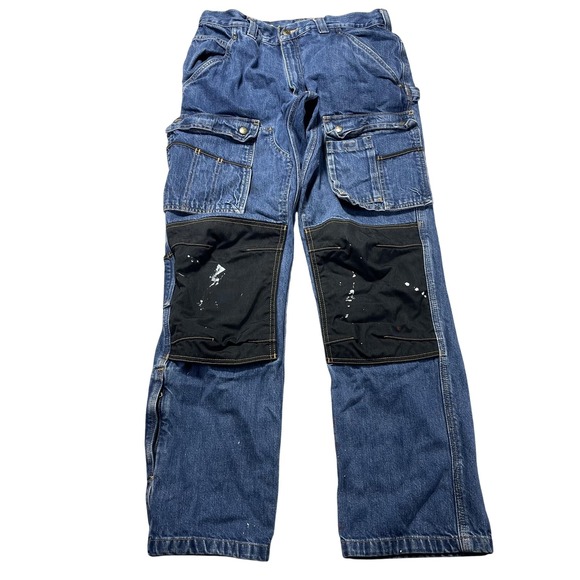 Carhartt Other - Carhartt Multipocket Denim Carpenter Cargo Jeans Mens 32x32 EB229‎ Utility VTG